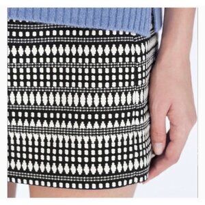 Zara Black and White Jacquard Skirt